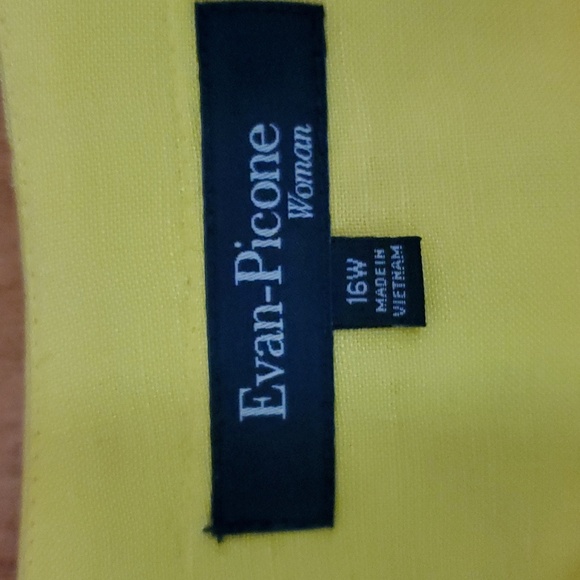 Women's Yelllow Linen Blend Jacket Evan Picone Sz 16W - Picture 2 of 9